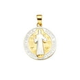thumbnail image 3 of Wellingsale 14k Two 2 Tone White and Yellow Gold San Benito Medal Pendant (Size : 24 x 16 mm), 3 of 5