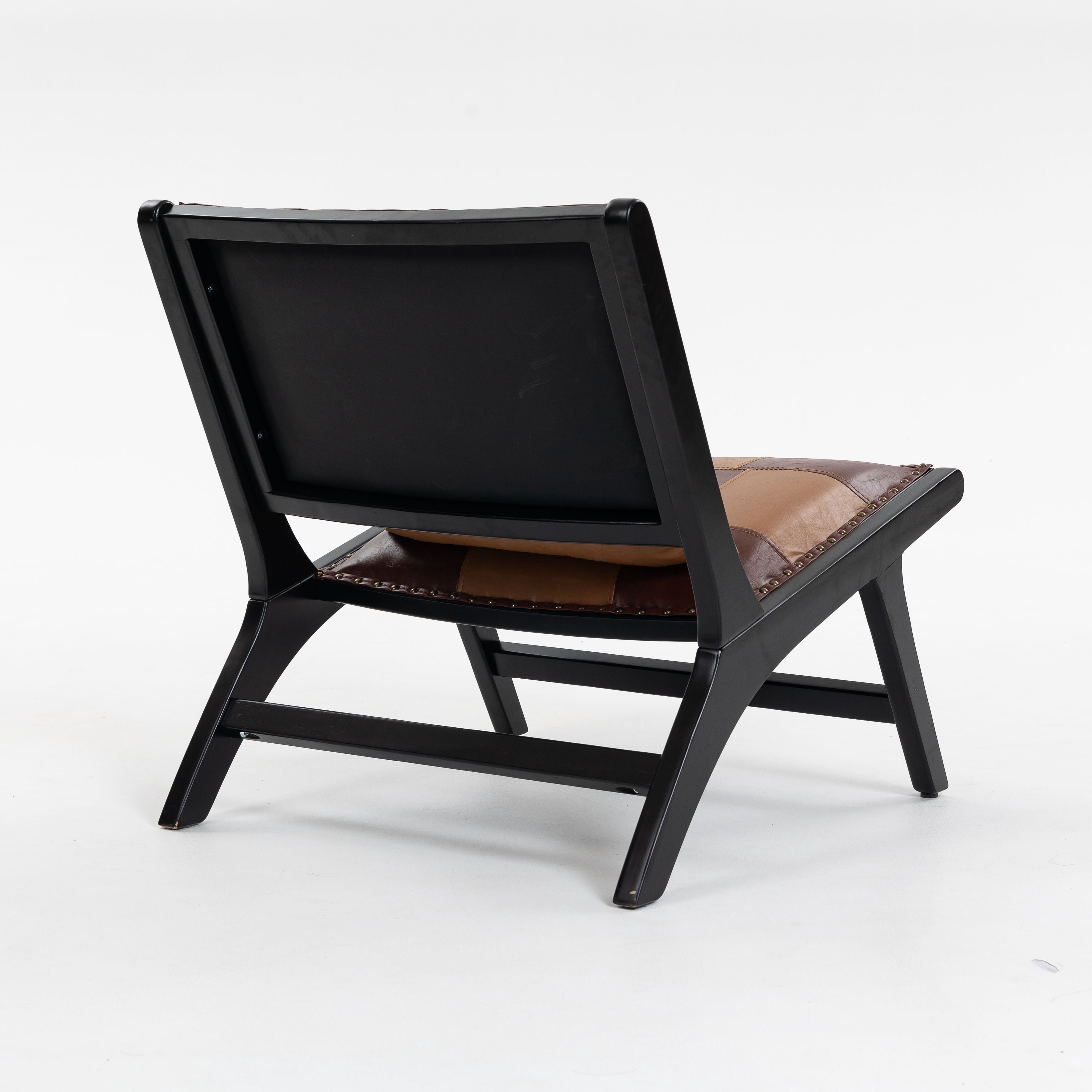 Aukfa Mid Century Accent Chair with Solid Wood Frame, Scandinavian Lounge Arm Chair for Living Room Bedroom,Brown