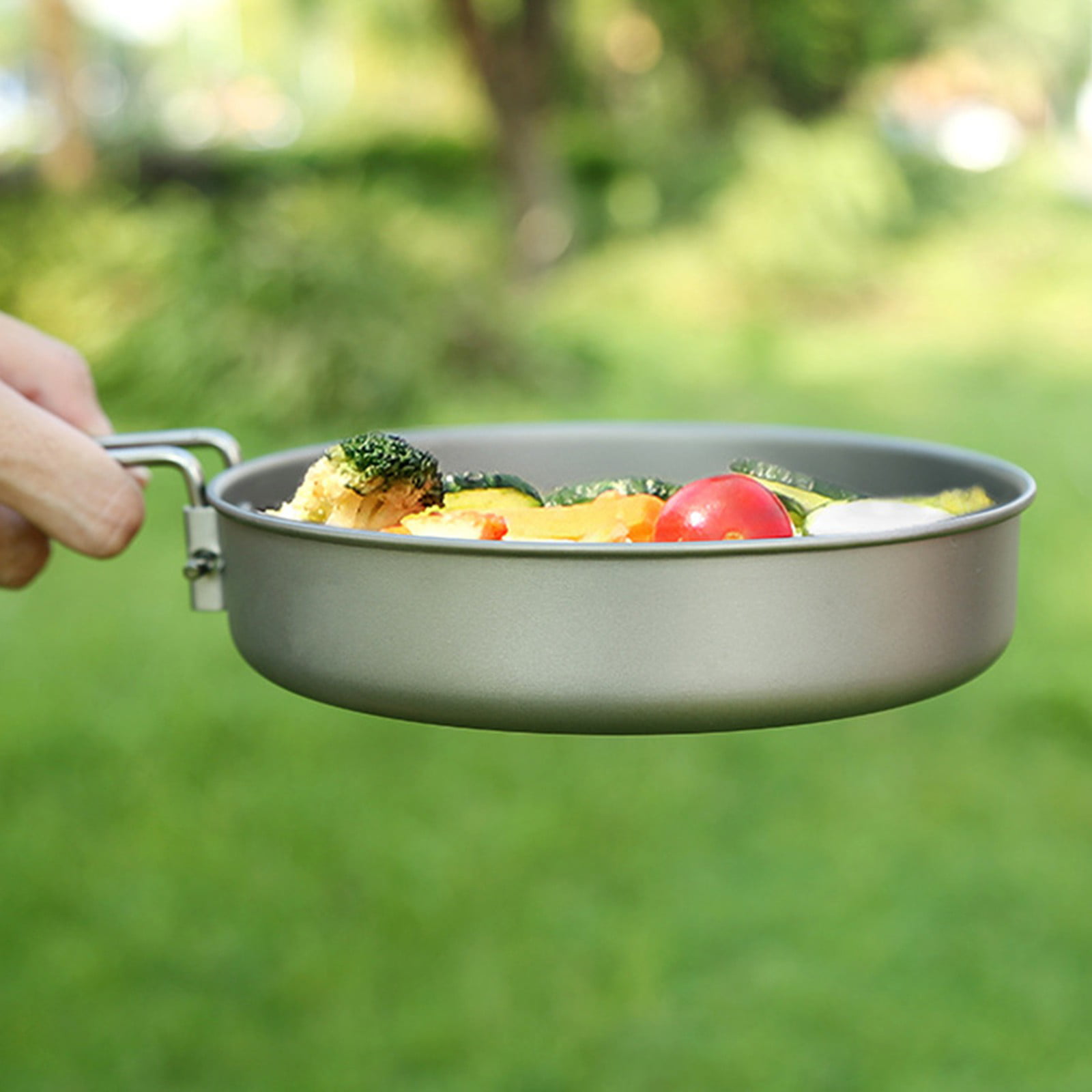 Titanium Fry Pan With Folding Handle Portable Outdoor - Temu