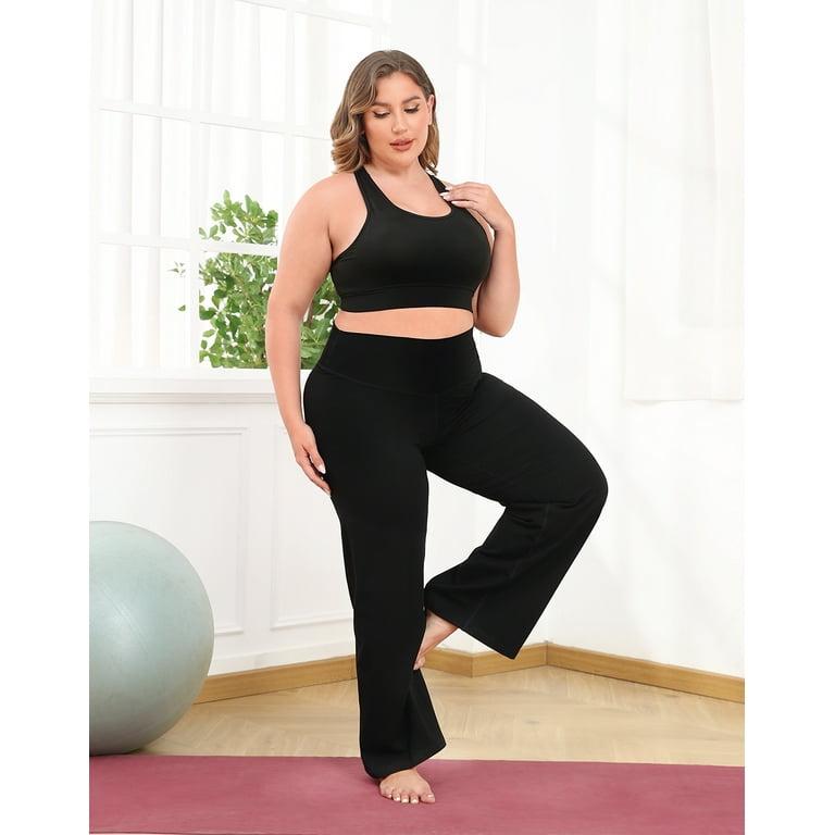 Minefelt Smelte punkt HDE Women's Plus Size Yoga Pants High Waisted Wide Leg Leggings Black 3X -  Walmart.com