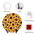 thumbnail image 4 of Honeii Artistic Zebra Print Sunflower Print Elegant Bone China Decorative Plate, Porcelain Plate,Art Crafts,Ceramic Ornaments for Home Office Wall Decor-7in, 4 of 6