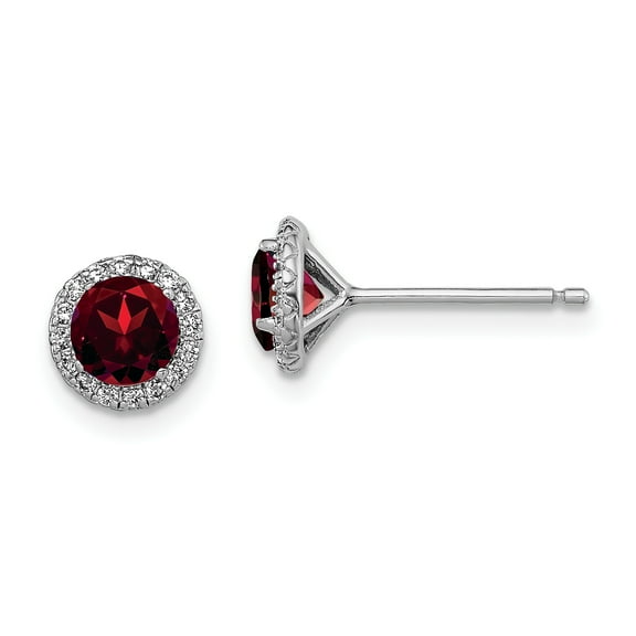 Primal Silver Sterling Silver Rhodium-plated Garnet and Cubic Zirconia Post Earrings