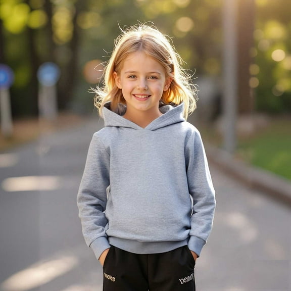 Hoodie Grey Hooded Casual Long Sleeve Hoodies Fall Clothes 4T Girl Clothes