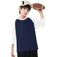 thumbnail image 5 of ZACPNCV T Shirts for Teen Girls Raglan 3/4 Length Sleeve Cute Clothes Fall Round Neck Tops Comfy Elbow Sleeve Shirts Navy 13-14 Years, 5 of 7