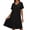 Black, variant on Women's Front Zipper Housecoat, Short Sleeve Pleated Duster Robe, Loose Fit Casual Nightgown Loungewear with Pockets