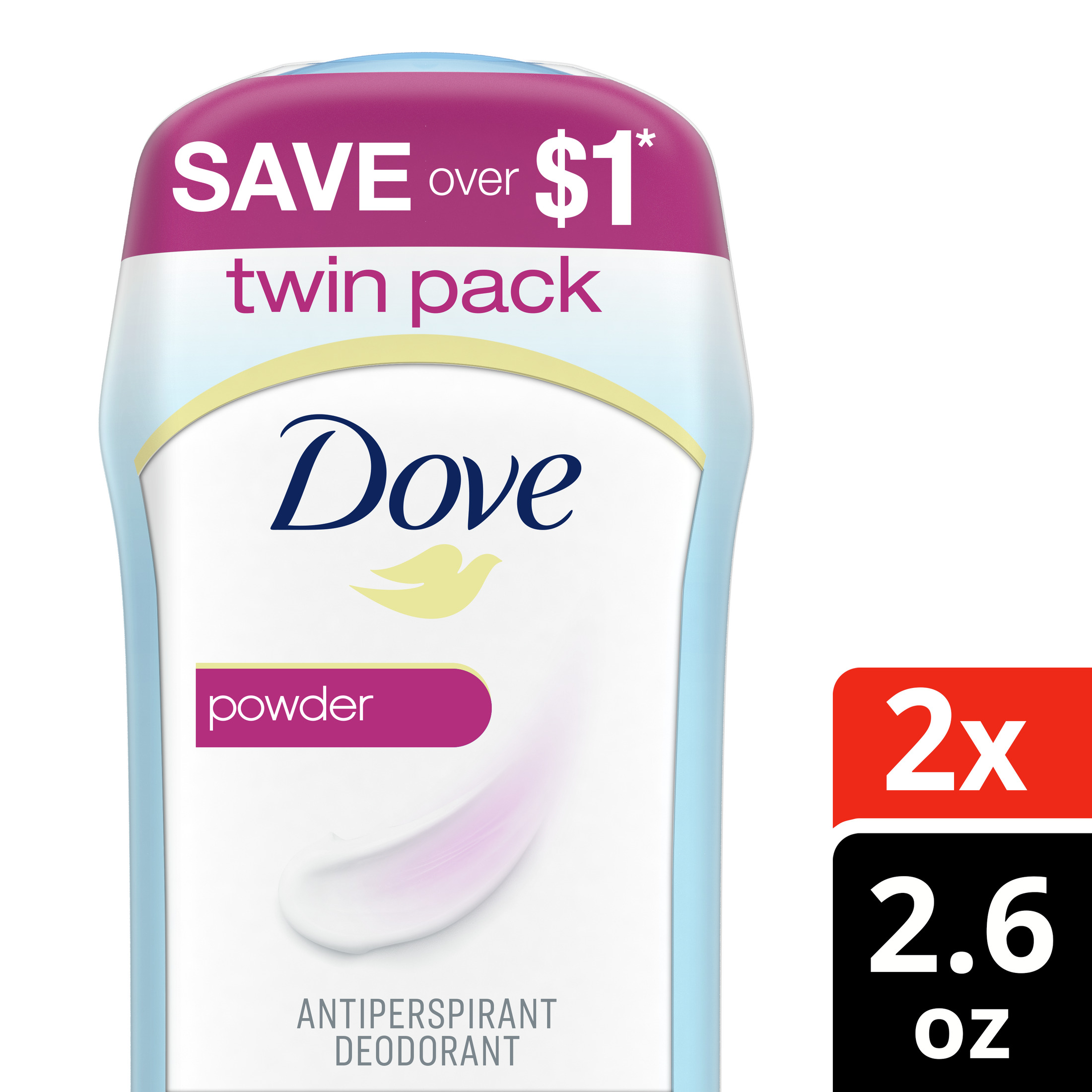 Dove Sweat and Odor Protection Women's Antiperspirant Deodorant Stick Twin Pack, Powder, 2.6 oz - image 3 of 11