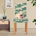 thumbnail image 4 of Yayeee 4 Pack Dining Chair Covers Stretch Parson Chairs Slipcovers Seat Protector, Green Wave Pattern, 4 of 6