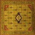 thumbnail image 1 of Ahgly Company Indoor Square Oriental Yellow Industrial Area Rugs, 4' Square, 1 of 4
