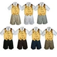 thumbnail image 1 of 4pc Set Boy Toddler Formal Gold Vest and Necktie Black Khaki Shorts S-4T, 1 of 2