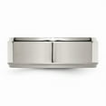 thumbnail image 3 of Grey Titanium Ring Band Wedding Ridged Standard Edge 8mm Polished, 3 of 6