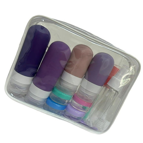 Botellas de viaje de 16 piezas para contenedores de artículos de tocador para loción corporal y crema para ojos Púrpura