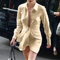 thumbnail image 3 of LLYwey Long Flowy Dresses for Women Casual Soild Long Sleeve Blouse Shirts Shoulder- T-Shirt Dress New formal Dresses Beige L, 3 of 7