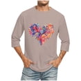 thumbnail image 1 of Camisas de Manga Larga para los Hombres Día de San Valentín Impresión Cuello Redondo Moda Casual, Mezcla de Poliéster de Lino de Algodón para Primavera Verano, 1 of 1