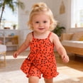 thumbnail image 2 of WERYOUNG Girl's Rompers Sleeveless Square Collar Heart Print Kids Playwear Suspenders Onesie With Matching Bag Outdoor Activities Stylish Comfortable Romper, 2 of 5