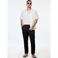 thumbnail image 3 of Pantalones JMIERR para hombre, algodón y lino, cintura elástica con cordón, color negro, 3 of 6
