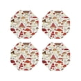 thumbnail image 2 of Kll Octagon Drink Coasters Set Of 4,Pu Leather Absorbent Coasters Set Decorative Coffee Cup Coasters Housewarming Gift For Home Decor-Cartoon Mushrooms, 2 of 9