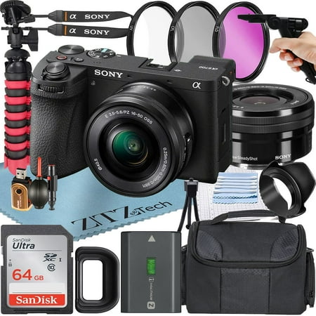 Sony a6700 Mirrorless Camera with 16-50mm Lens + SanDisk 64GB Memory Card + Tripod + Case + ZeeTech Accessory Bundle