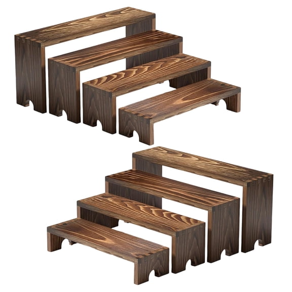 3. 8PCS Tiered Display Stands for Miniature Multi-Level Desktop Organizers with Decorative Storage Shelves