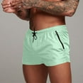 thumbnail image 4 of Men's Cotton Shorts Men Casual Faddish Solid Shorts With Pocket Zipper Elastic Waist Short Pants Outdoor Sweatpants Mint Green M, 4 of 5