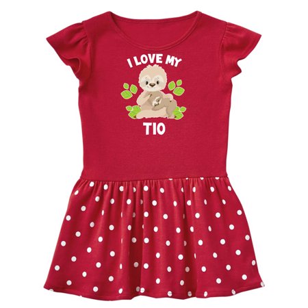 

Inktastic Cute Sloth I Love My Tio with Green Leaves Gift Toddler Girl Dress