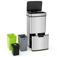 thumbnail image 2 of Barara King Trash and Recycling Bin, Kitchen Garbage Can Rubbish Bin,19 Gal Stainless Steel Trash Can with Kitchen Waste Bin and 2 Bottom Recycling Bins-Silver, 2 of 9