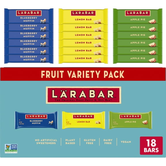 Larabar Fruit Lovers Variety Pack, Gluten Free and Vegan, 28.8 oz, 18 Count