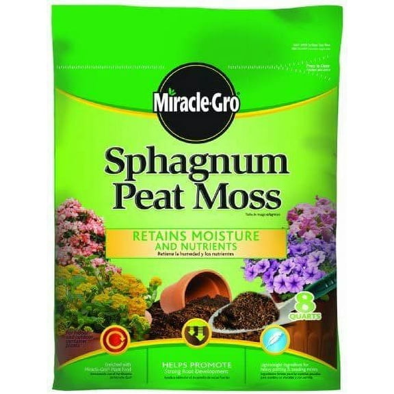 Miracle-Gro Sphagnum Peat Moss, Soil, 0.19-0.11-0.15, 3.37 lbs 8 Qt