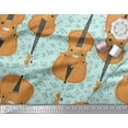 thumbnail image 3 of Soimoi Tissu Satin Lourd Vert Notes & Violon Imprimé Instrument de Musique Tissu de Couture Yard 54 Pouces de Large, 3 of 3