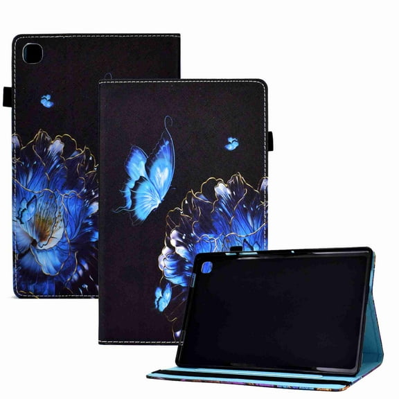 Dteck Samsung Galaxy Tab A7 Lite Case SM-T220 SM-T225, Shockproof Silicone PU Leather Wallet Case for Samsung Tab A7 Lite (2021) SM-T220/ T225, Flower & Butterfly