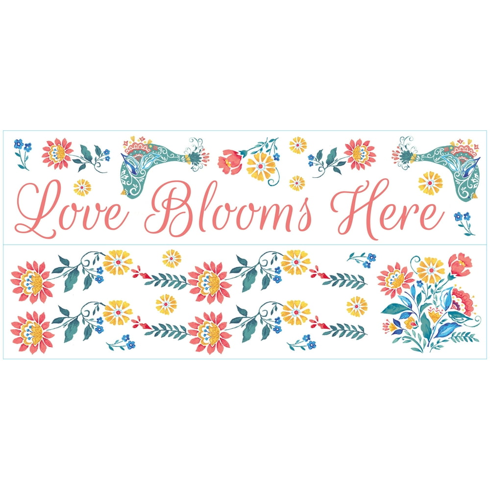 The Pioneer Woman Love Blooms Here 23Piece Peel and Stick Wall Decals