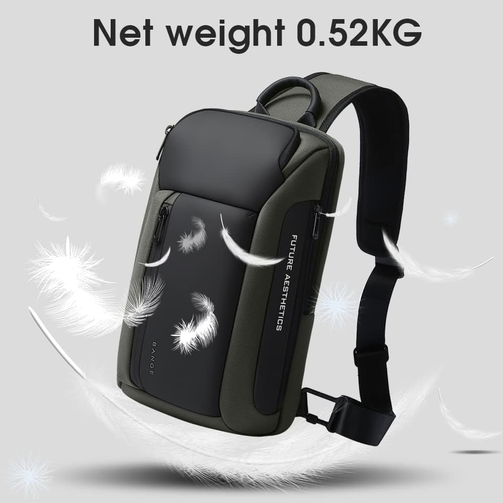 BANGE Waterproof Men's Sling Bag, Large Capacity Crossbody Backpack Durable
