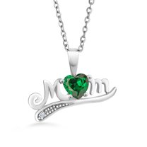 Gem Stone King 1.01 Ct Heart Shape Green Zirconia 925 Sterling Silver Pendant with Chain