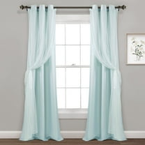 Lush Decor Polka Dot Sheer Window Curtain Panels - Blue - 38 X 84