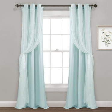 Lush Decor Polka Dot Sheer Window Curtain Panels - Blue - 38 X 84