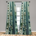 thumbnail image 3 of Ambesonne Bohemian Curtains 2 Panel Set, Hexagons Botany Cold Tones, Pair of - 28" x 84", Teal Green and Sea Blue, 3 of 4