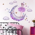 thumbnail image 1 of Calcomanía de pared chica bailando en la luna flores mariposas nubes pegatina de pared decoración de pared para dormitorio sala de estar Oficina TUNC Sencillez, 1 of 5