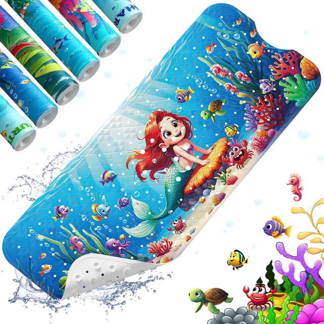 Alfombra de baño XIYUNTE 102x41 cm antideslizante para niños con diseño de sirena