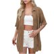 thumbnail image 1 of Manga Corta Cardigan Botón de Solapa Suelto de Punto Suéter Superior, Casual Cardigan de Manga Corta para las Mujeres Capa de Moda, 1 of 6