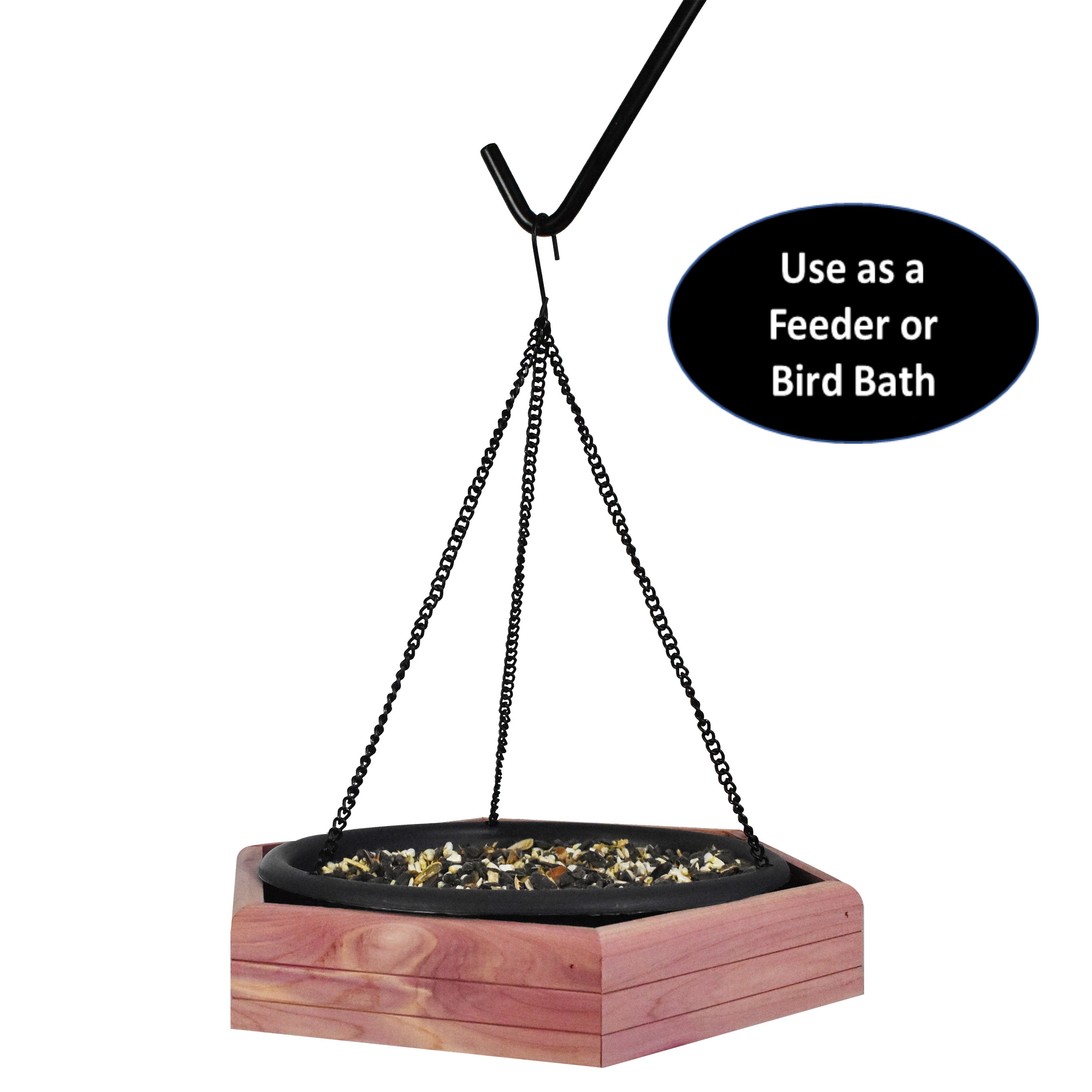 Pennington Red Cedar 2 in 1 Wild Bird Bath and Wild Bird Feeder, 4 lb. Capacity