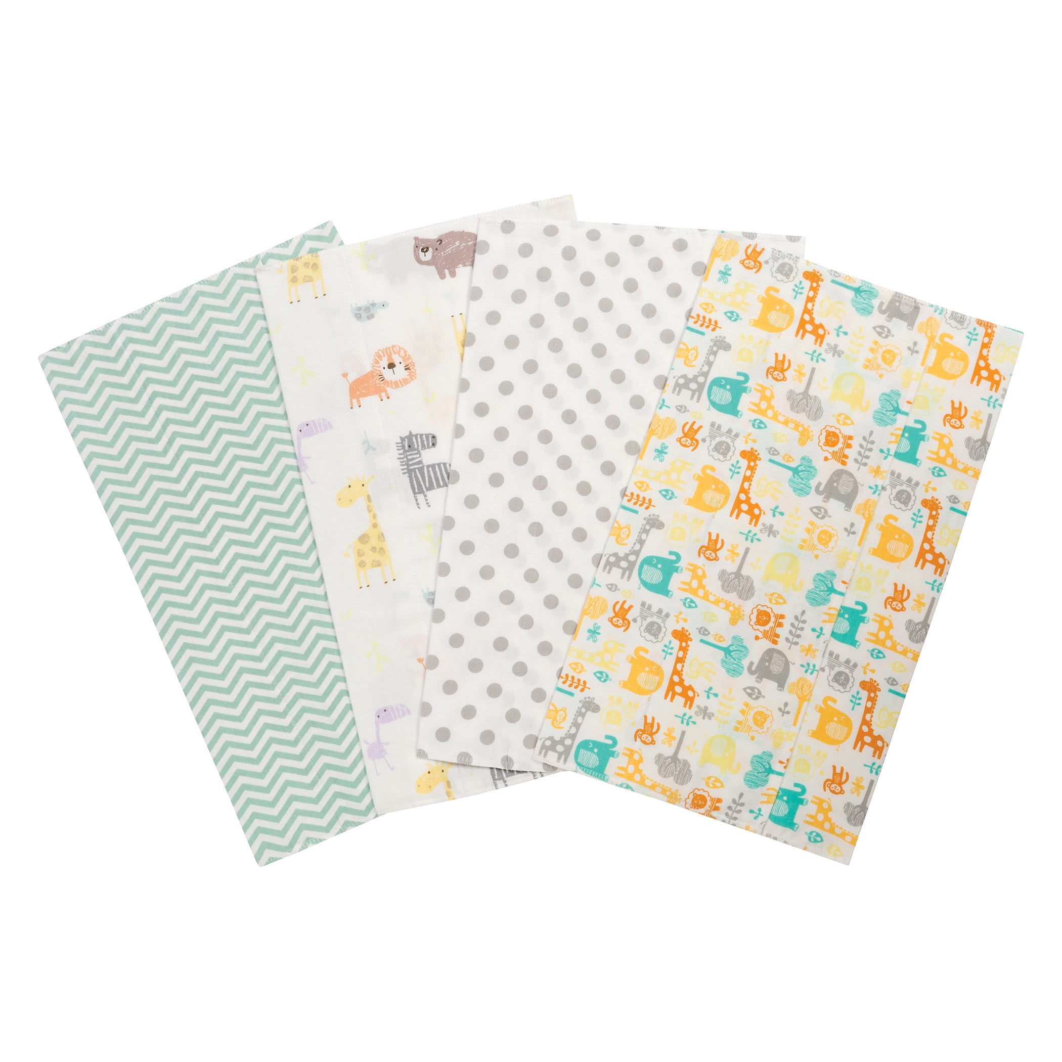 Mint Jungle 4 Pack Flannel Burp Cloth Set