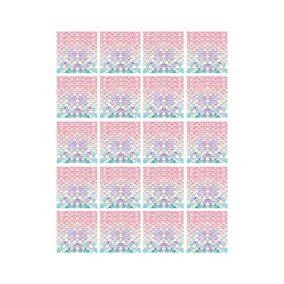 Tunhigl 20-Piece Colorful Fish Scale Paper Tableware Set Multicolor Disposable Plates Cups Napkins for Girls Birthday Party Christmas Ocean Theme Celebration Festive Dining