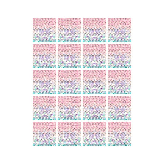 Mermaid Birthday Party Disposable Tableware Set with Scale Pattern Paper Plates Cups and Napkins 10 Pcs Plates 10 Pcs Cups 20 Pcs Napkins