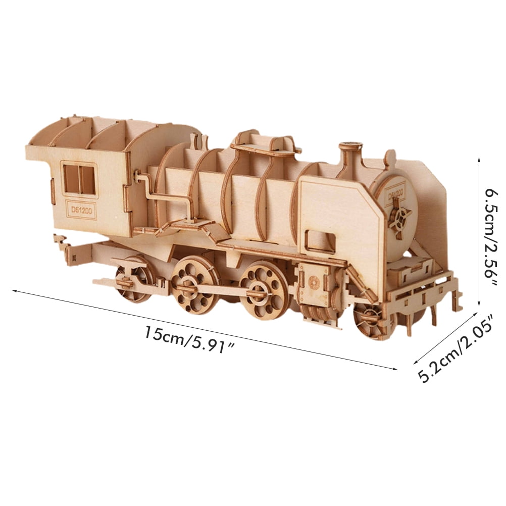 3d Wooden Steam Train Puzzle Learning Building Toy Simulation Train Model Realistic Firm Hand Craft Game Toy Walmart Com