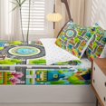 thumbnail image 5 of Manfei Boys City Map Zipper Twin Comforter Sets with Fitted Sheet and 2 Pillowcases,Cartoon Buildings Zipper Bedding Set,Gray,Reversible,4pcs, 5 of 8