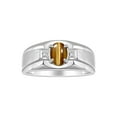 thumbnail image 1 of RYLOS Men's Rings Sterling Silver Classic 7X5MM Oval Gemstone & Diamond Ring Tiger Eye November Birthstone Rings For Men, Silver Rings, Size 9, 1 of 7