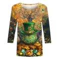 thumbnail image 5 of T-Shirt à Col Rond Imprimé de la Saint-Patrick pour Femmes, Manches Trois Quarts 3/4, Coupe Ample, 5 of 5