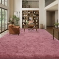 thumbnail image 2 of Janvonne Soft Fluffy Shaggy Area Rug, 8'x 10' Bean paste Pink Plush Fuzzy Carpet for Bedroom Living Room, Non-Slip Modern Indoor Shag Rug for Kids Room Nursery Home Decor, 2 of 8