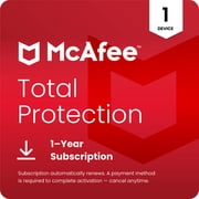 McAfee Total Protection (Windows, macOS, Android, iOS, ChromeOS) 2026 | 1 Device | Includes Antivirus, Scam Protection, Secure VPN | 1-Year Subscription with Auto-Renewal | Digital Download