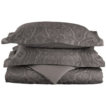600-Thread Count Cotton-Rich Wrinkle-Resistant Paisley Duvet Cover Set Grey / Full/Queen