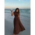 thumbnail image 4 of Women's High Neck Sleeveless Maxi Dress Cinched Waist A-Line Vintage Summer, 4 of 6